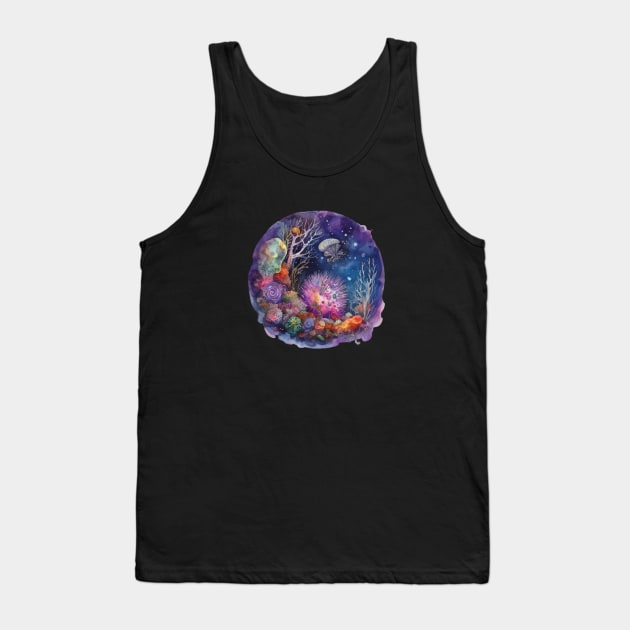 Coral Reef - A watercolor inspired Coral Reef Tank Top by Punderful Adventures